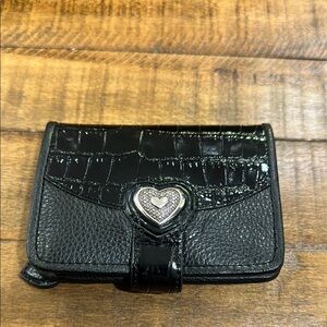 Brighton Black Croc-Embossed Wallet with Heart Detail